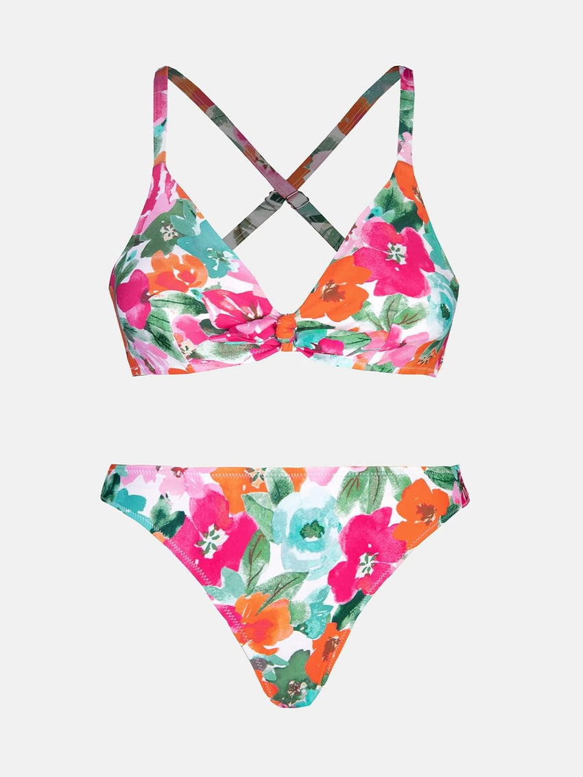 CUPSHE Women's Two Piece Bikini Set Floral Print Knot Bunny Tie - 7DAY'S