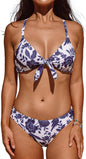 CUPSHE Women's Two Piece Bikini Set Floral Print Knot Bunny Tie - 7DAY'S
