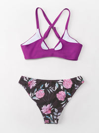 CUPSHE Women's Two Piece Bikini Set Floral Print Knot Bunny Tie - 7DAY'S