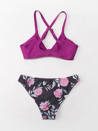 CUPSHE Women's Two Piece Bikini Set Floral Print Knot Bunny Tie - 7DAY'S