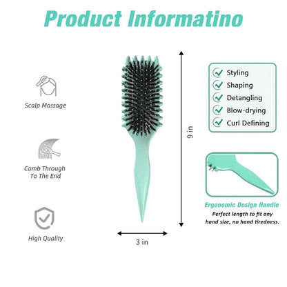 Curl Defining Brush,Boar Bristle Hair Brush Styling Brush for detangling,combing and shaping men and women,curls to reduce pulling and curl separation - 7DAY'S