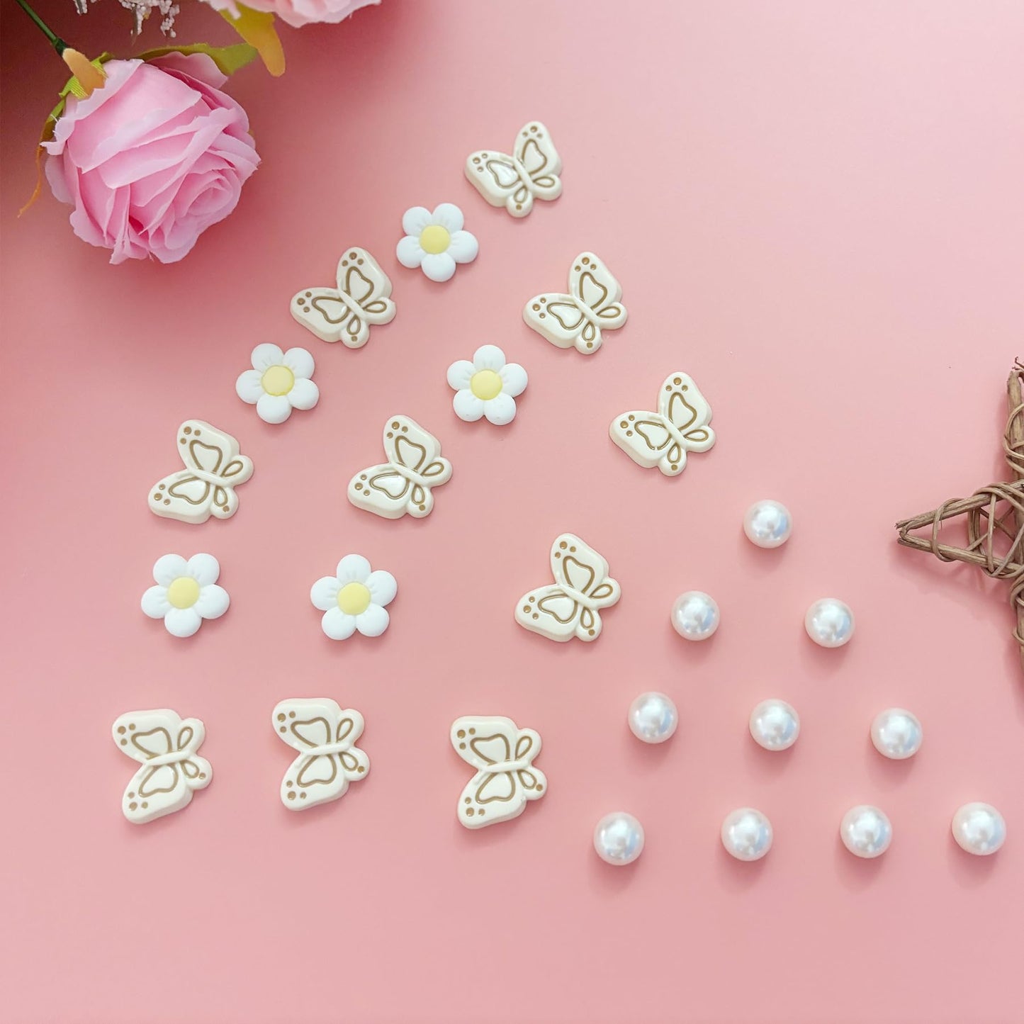 Cute Butterfly Flower Shoe Charms for Girls, 25Pcs Pink Girly DIY Shoe Decoration Charm for Clog Sandals, Party Favor - 7DAY'S