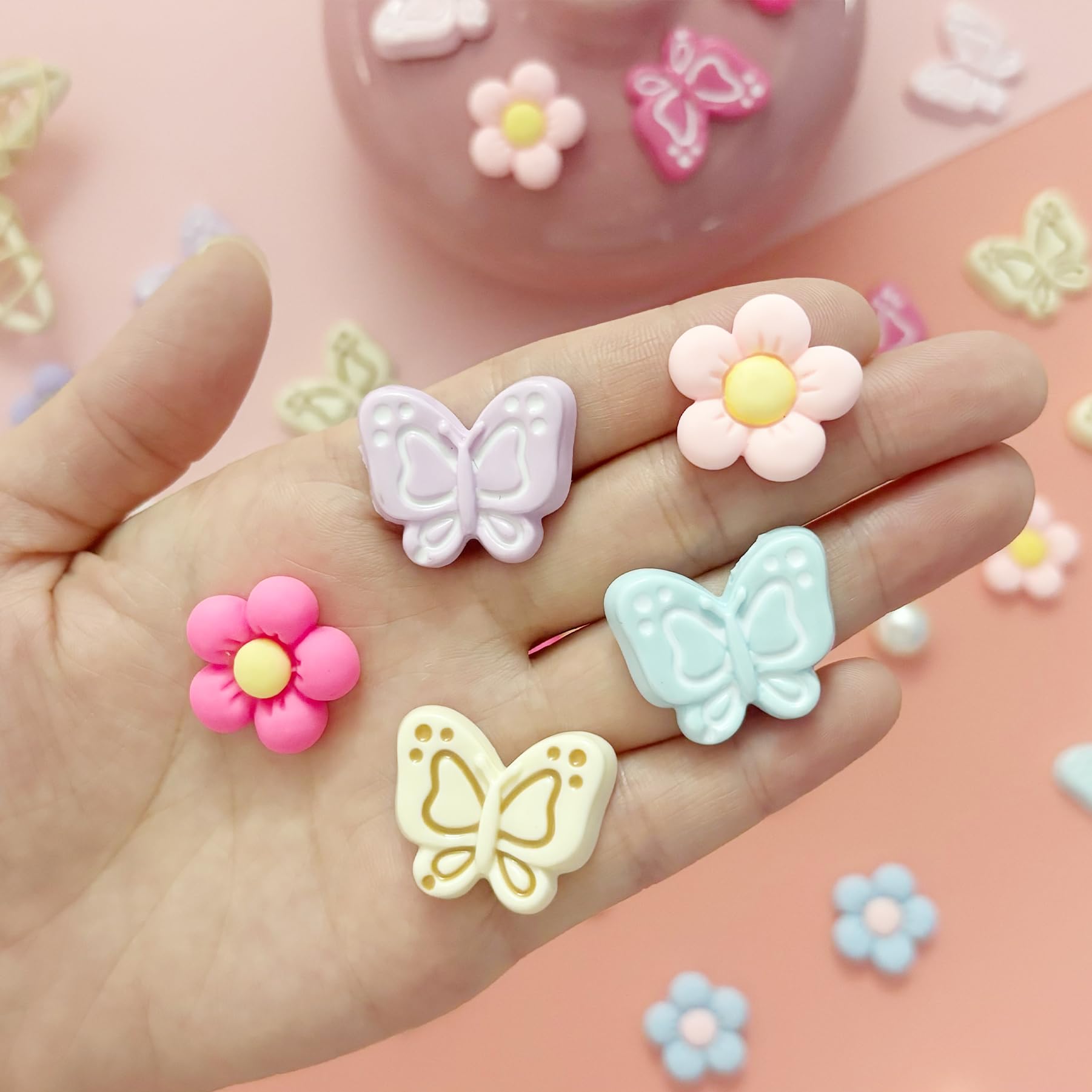 Cute Butterfly Flower Shoe Charms for Girls, 25Pcs Pink Girly DIY Shoe Decoration Charm for Clog Sandals, Party Favor - 7DAY'S