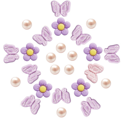Cute Butterfly Flower Shoe Charms for Girls, 25Pcs Pink Girly DIY Shoe Decoration Charm for Clog Sandals, Party Favor - 7DAY'S