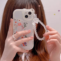 Cute Cartoon 3D 3D Bear Ear Flower Transparent Hang Phone Chain Silicone Case For Iphone 13 11 14 Pro Max 12 XR X XS 7 8 Plus SE2020 2022 SE MiNi Protective Clear Soft Back Cover - 7DAY'S