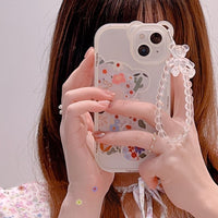 Cute Cartoon 3D 3D Bear Ear Flower Transparent Hang Phone Chain Silicone Case For Iphone 13 11 14 Pro Max 12 XR X XS 7 8 Plus SE2020 2022 SE MiNi Protective Clear Soft Back Cover - 7DAY'S
