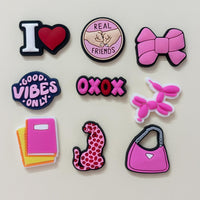 Cute Flower Shoe Charms for Girls, 34Pcs Pink Hippie PVC Shoe Decoration Charms for Clog Sandals, DIY Pearl Accessories for Party Favor - 7DAY'S