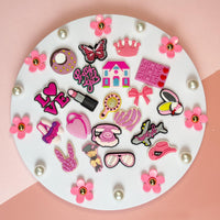 Cute Flower Shoe Charms for Girls, 34Pcs Pink Hippie PVC Shoe Decoration Charms for Clog Sandals, DIY Pearl Accessories for Party Favor - 7DAY'S