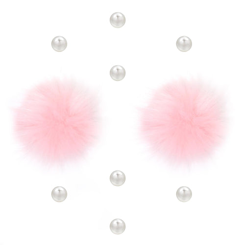 Cute Fluffy Poms only for Clog Sandals, with Pearl Accessories Charms for Girls, DIY Shoe Decoration Charms for Party Favor
