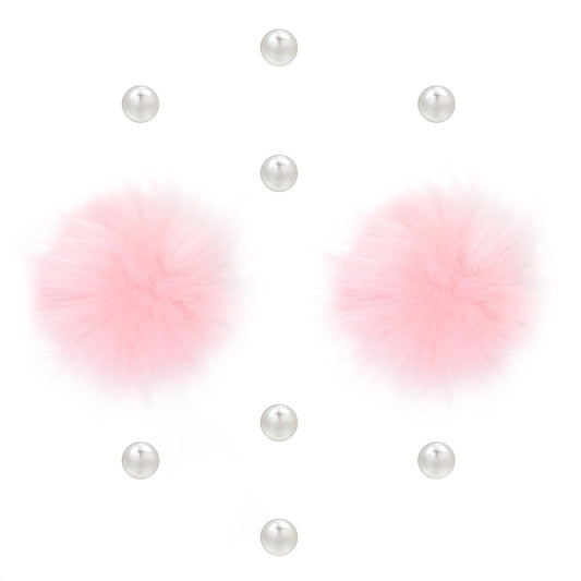 Cute Fluffy Poms only for Clog Sandals, with Pearl Accessories Charms for Girls, DIY Shoe Decoration Charms for Party Favor - 7DAY'S