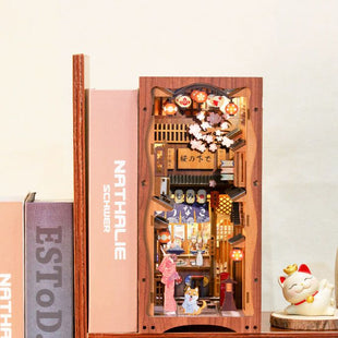 CuteBee Handmade Craft Japanese Theme Sakura Theme Diy Book Nook with Light Night Light Model Dollhouse - 7DAY'S