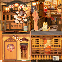 CuteBee Handmade Craft Japanese Theme Sakura Theme Diy Book Nook with Light Night Light Model Dollhouse - 7DAY'S