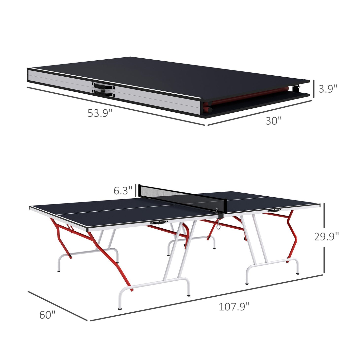 Full-Size Folding Table Tennis Table, Includes Paddles and Balls, Charcoal Gray|