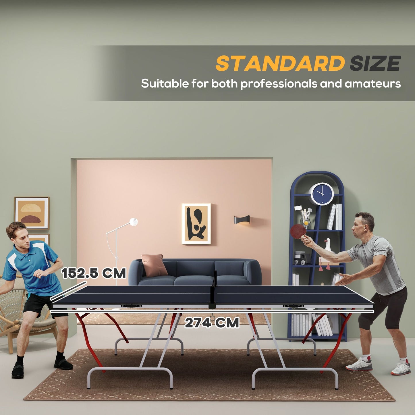 Full-Size Folding Table Tennis Table, Includes Paddles and Balls, Charcoal Gray|