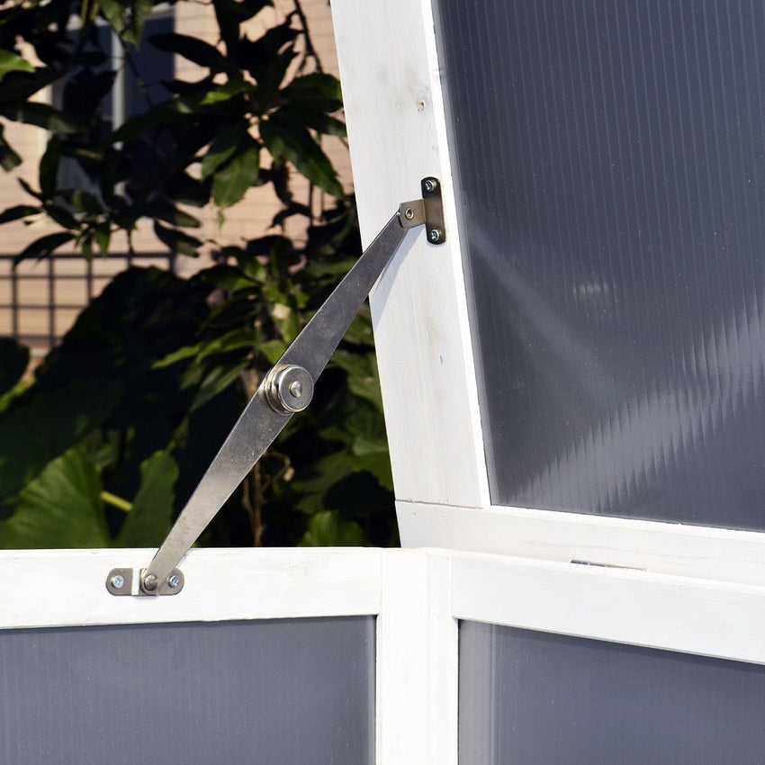 63" Chicken Coop Wooden Chicken House, Rabbit Hutch Poultry Cage Hen Pen with PC Roof & Run Box for Backyard, Gray/White