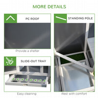 63" Chicken Coop Wooden Chicken House, Rabbit Hutch Poultry Cage Hen Pen with PC Roof & Run Box for Backyard, Gray/White