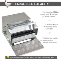 Automatic Chicken Feeder 30 lbs Capacity with Galvanized Steel, Weatherproof Design