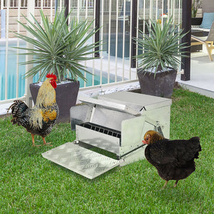 Automatic Chicken Feeder 30 lbs Capacity with Galvanized Steel, Weatherproof Design
