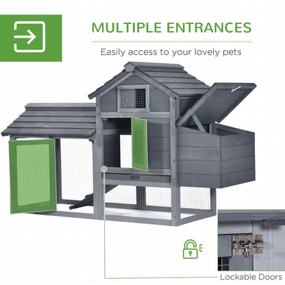Chicken Coop Kit 59 Outdoor Solid Wood Enclosed House Ventilation Gray