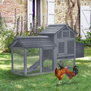Chicken Coop Kit 59 Outdoor Solid Wood Enclosed House Ventilation Gray