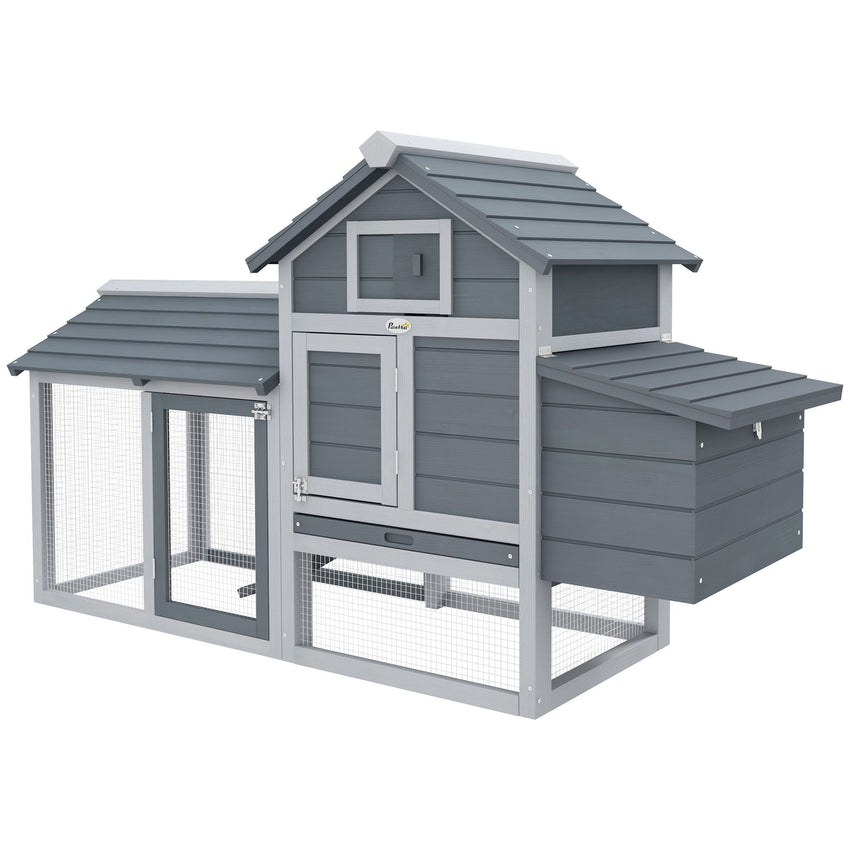 Chicken Coop Kit 59 Outdoor Solid Wood Enclosed House Ventilation Gray