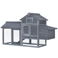 Chicken Coop Kit 59 Outdoor Solid Wood Enclosed House Ventilation Gray