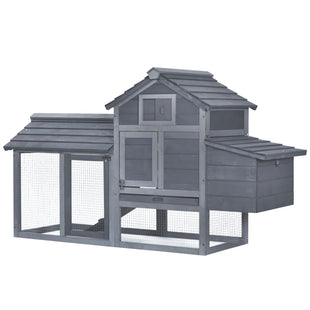 Chicken Coop Kit 59 Outdoor Solid Wood Enclosed House Ventilation Gray