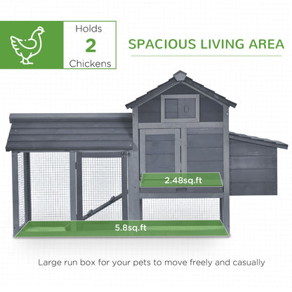 Chicken Coop Kit 59 Outdoor Solid Wood Enclosed House Ventilation Gray