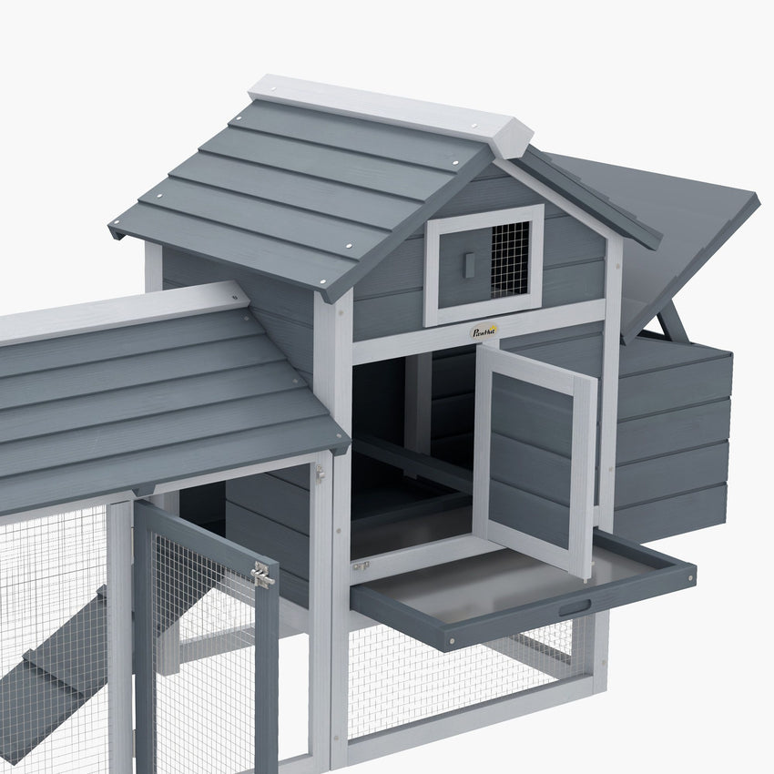 Chicken Coop Kit 59 Outdoor Solid Wood Enclosed House Ventilation Gray