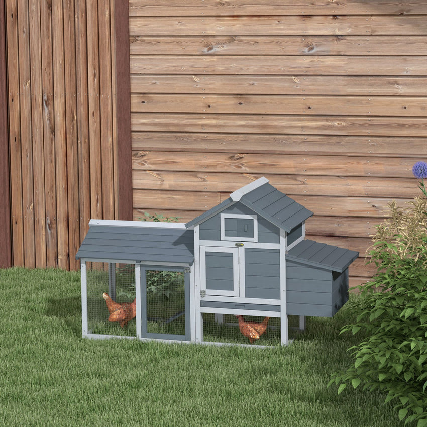 Chicken Coop Kit 59 Outdoor Solid Wood Enclosed House Ventilation Gray
