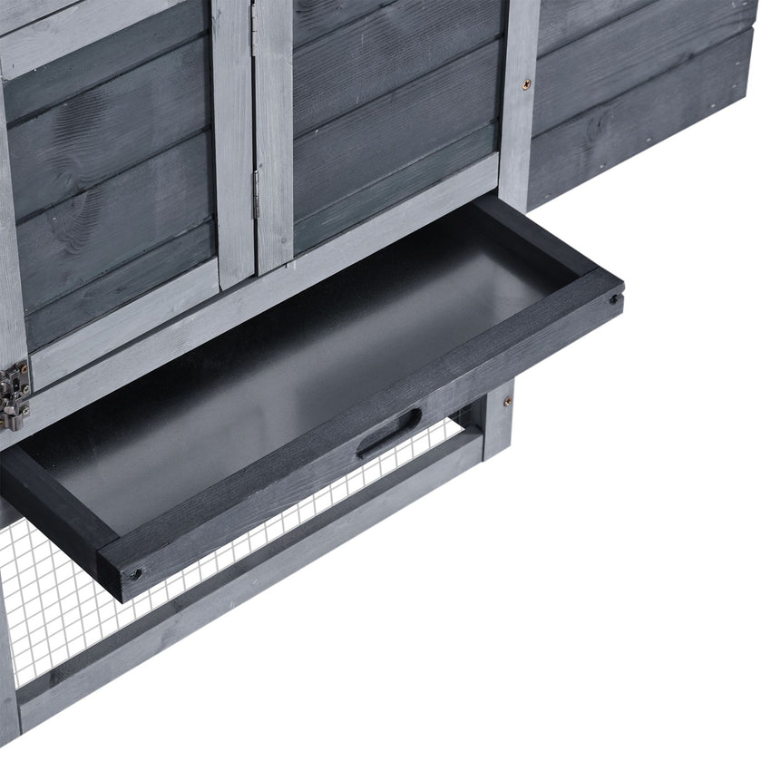 Chicken Coop Kit 59 Outdoor Solid Wood Enclosed House Ventilation Gray