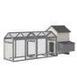 Large Chicken Coop Wooden Poultry Hen House Rabbit Hutch Backyard with Double Run Nesting Box Gray