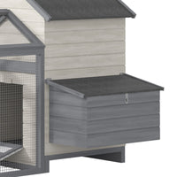 Large Chicken Coop Wooden Poultry Hen House Rabbit Hutch Backyard with Double Run Nesting Box Gray