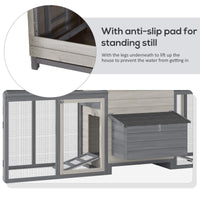 Large Chicken Coop Wooden Poultry Hen House Rabbit Hutch Backyard with Double Run Nesting Box Gray