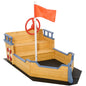 Cedar Wood Kids Sandbox, Pirate Ship Play Boat with Bench Seats and Storage