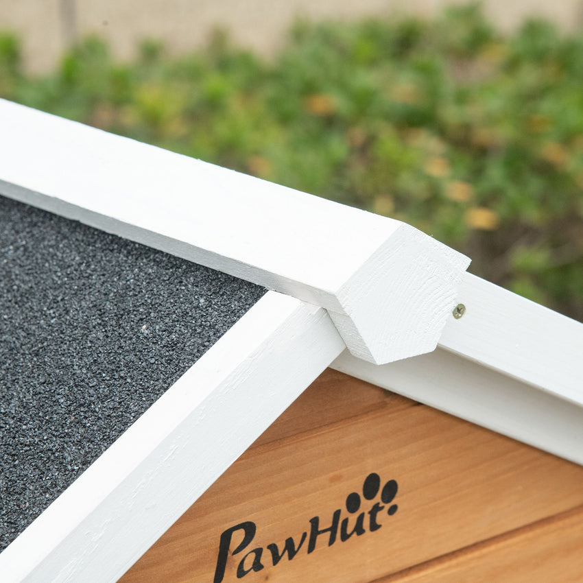 76" Wooden Chicken Coop, Outdoor Hen House Poultry Cage with Glass Slide-Out Tray & Separate Nesting Box, White