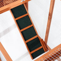 Wooden Chicken Coop 124" Dual Large Hen House Rabbit Hutch with Outdoor Ramps Nesting Boxes Natural