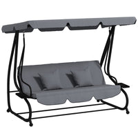 Swing Bench Free Standing Porch with Adjustable Canopy Cushion and Pillows