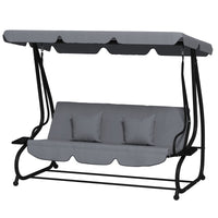 Swing Bench Free Standing Porch with Adjustable Canopy Cushion and Pillows