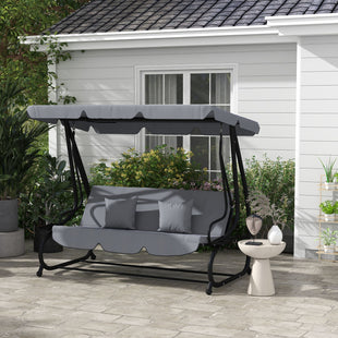 Swing Bench Free Standing Porch with Adjustable Canopy Cushion and Pillows