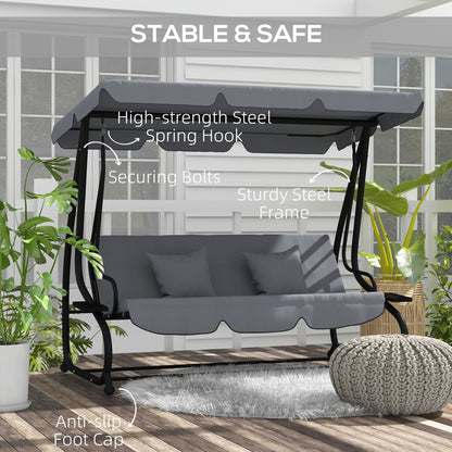 Swing Bench Free Standing Porch with Adjustable Canopy Cushion and Pillows