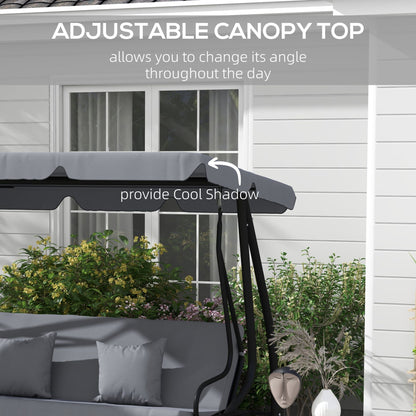 Swing Bench Free Standing Porch with Adjustable Canopy Cushion and Pillows