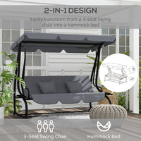 Swing Bench Free Standing Porch with Adjustable Canopy Cushion and Pillows