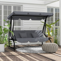 Swing Bench Free Standing Porch with Adjustable Canopy Cushion and Pillows