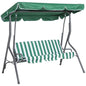 3-Person Porch Swing with Canopy Outdoor Patio Swing Chair for Adults, Steel Frame, Cushions, Armrests, Green