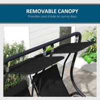 2-Seat Outdoor Porch Swing, with Independent Seat Swing, Cushion, Anti-Slip Foot Pads, Cup Trays, for Patio, Garden, Black