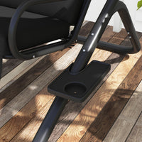 2-Seat Outdoor Porch Swing, with Independent Seat Swing, Cushion, Anti-Slip Foot Pads, Cup Trays, for Patio, Garden, Black