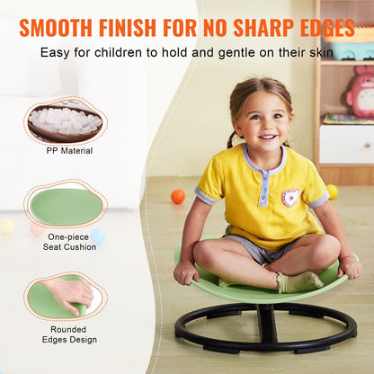 VEVOR Kids Swivel Chair, 220 LBS Capacity, Sensory Spinning Chair, Autistic Kids Sensory Toy Chair with Non-Slip Metal Base, Toddler Sit and Spin Chair for Coordination Balance Focus Training Green