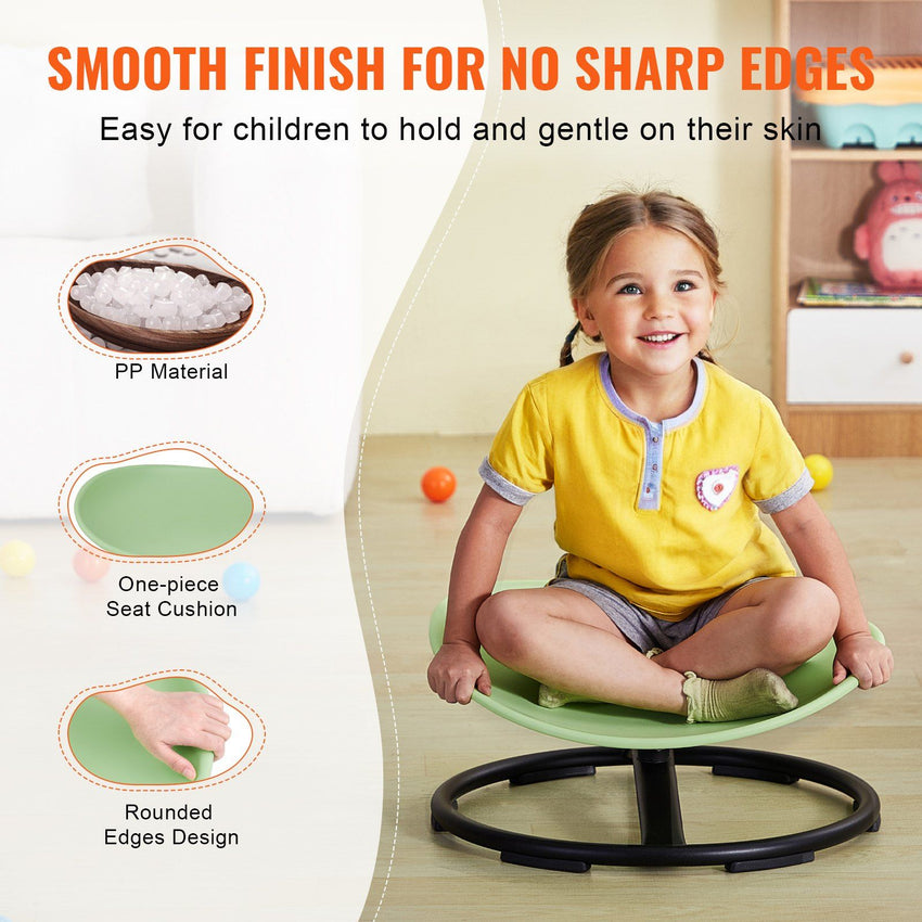 VEVOR Kids Swivel Chair, 220 LBS Capacity, Sensory Spinning Chair, Autistic Kids Sensory Toy Chair with Non-Slip Metal Base, Toddler Sit and Spin Chair for Coordination Balance Focus Training Green
