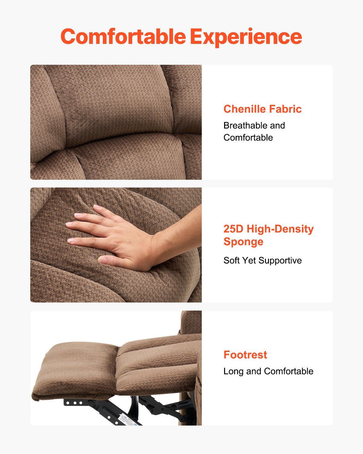 VEVOR Power Lift Recliner Chair, Lift Chair with Heat and Massage for Elderly, Dual Motor Recliner Chair with 2 Cup holders and USB Port, Infinite Position Adjustment Electric Recliner (Large, Brown)